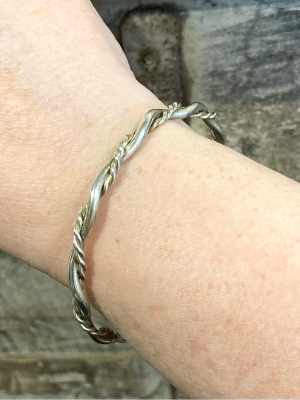 Twisted Wire Bangle Bracelet - Silver Tone - Picture 9 of 11